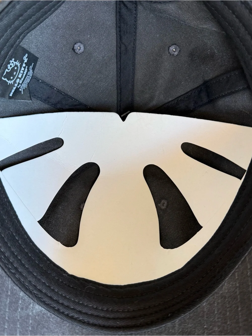 Hello Kitty Sanrio Black Denim wash embroidery Baseball Cap Hat*NWT